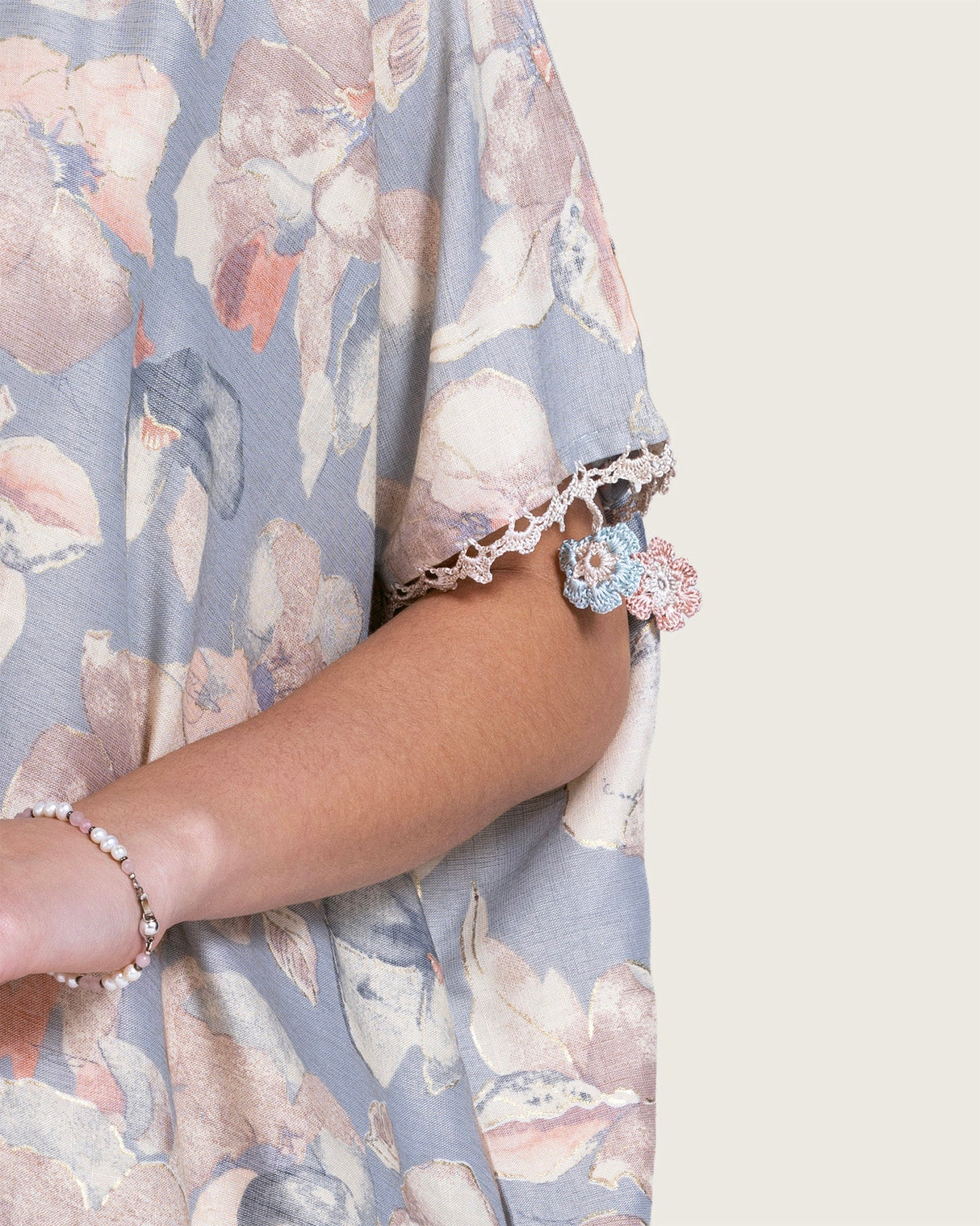 Pastel Blue-Pink Loose Everyday Kaftan - Noētic
