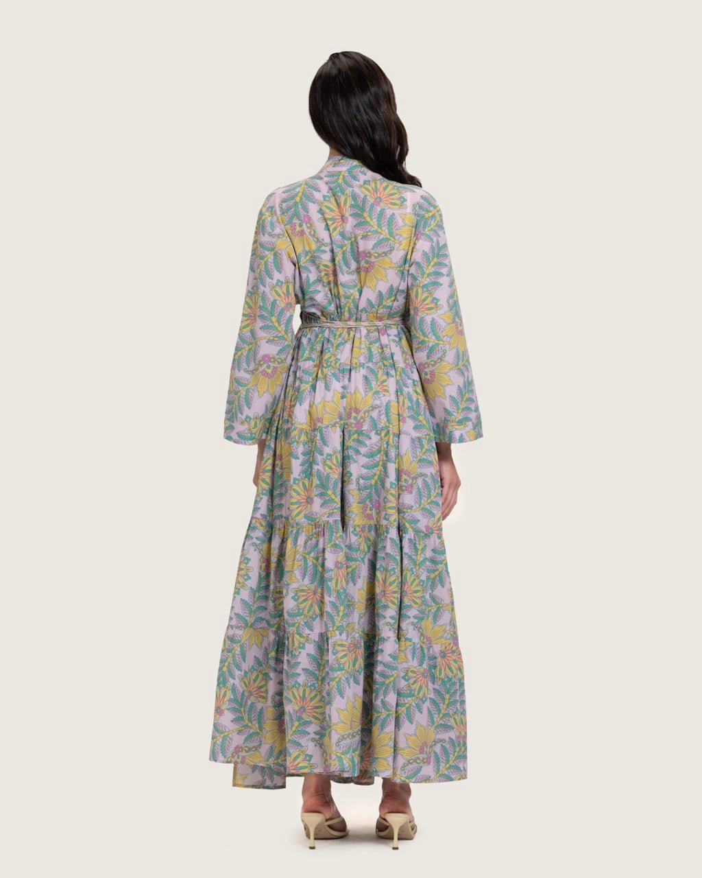 Printed Maxi Wrap dress with Tie Waist & Tassels - Noētic