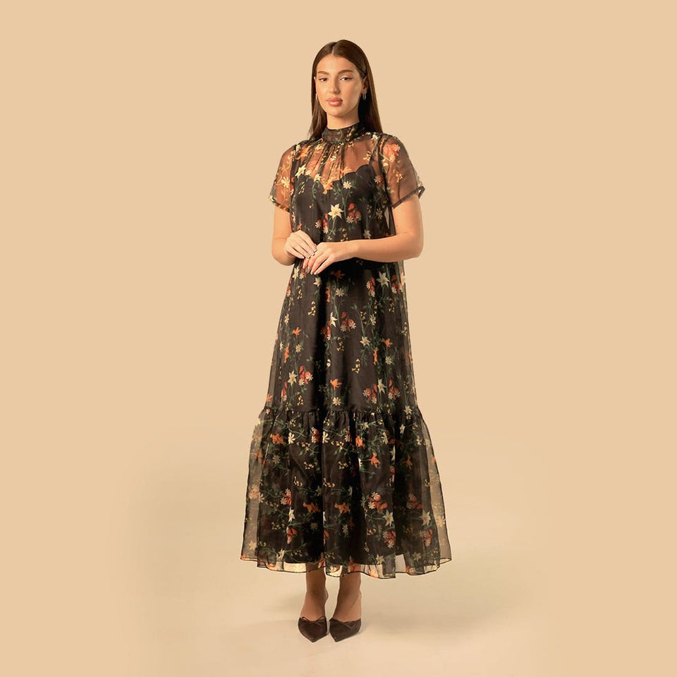 Printed sheer soft organza dress - Noētic