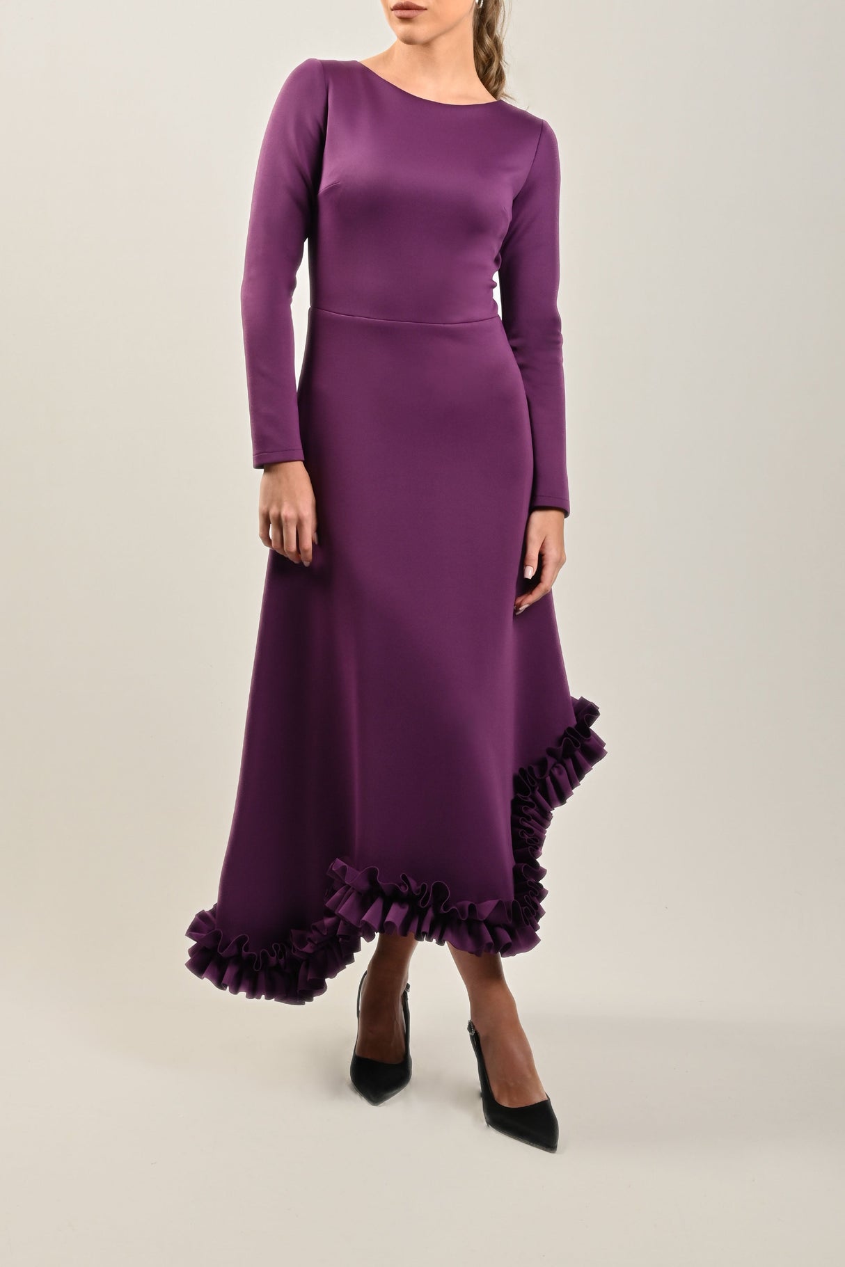 Purple Ruffled Hem Dress - Noētic