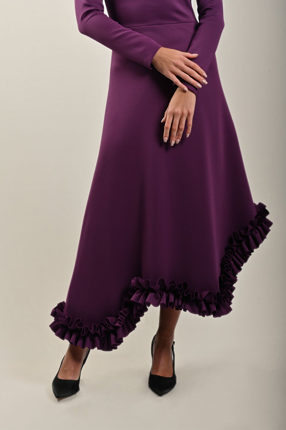 Purple Ruffled Hem Dress - Noētic