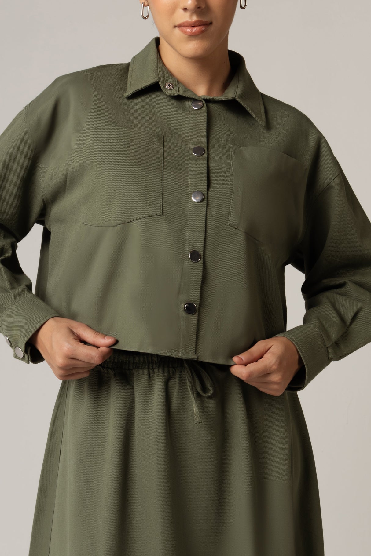 Twill Shirt & Skirt Set - Green - Noētic