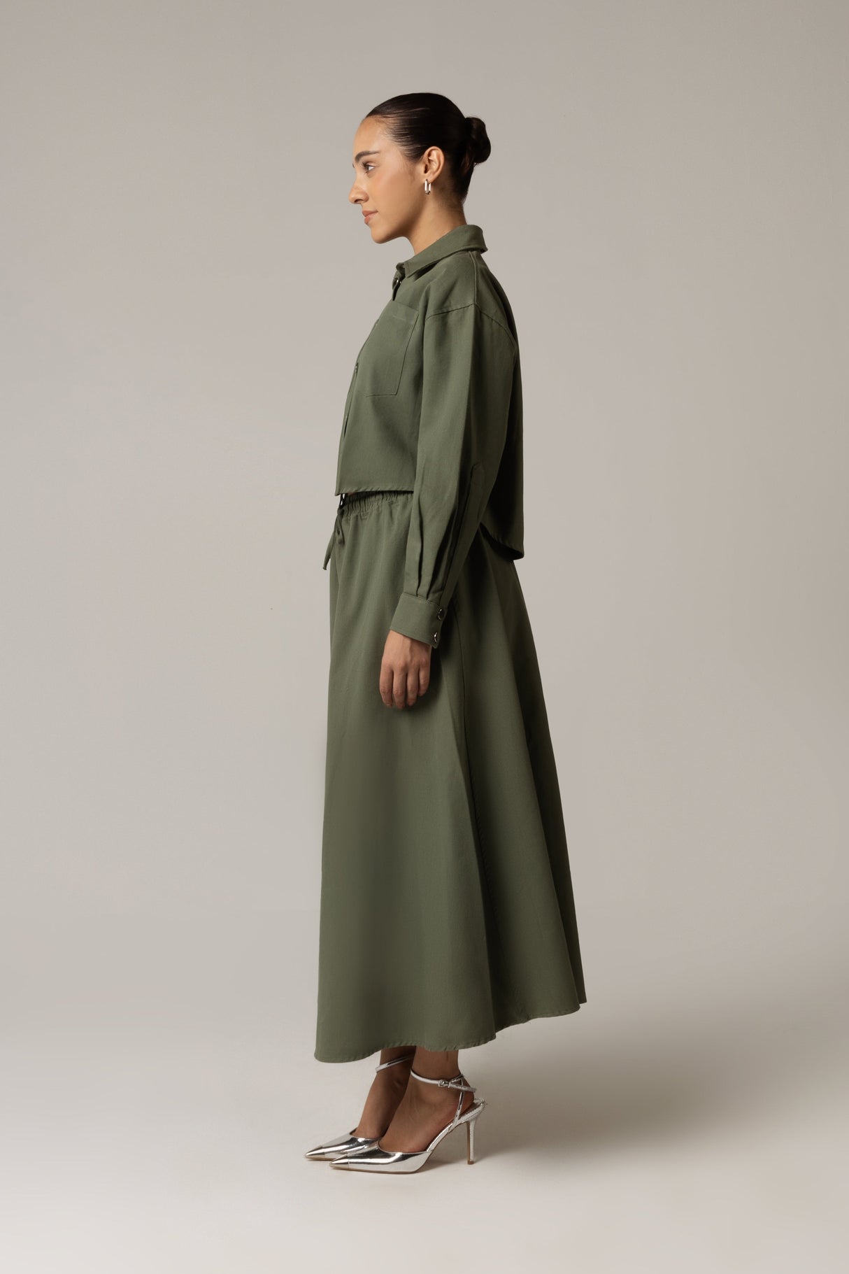 Twill Shirt & Skirt Set - Green - Noētic
