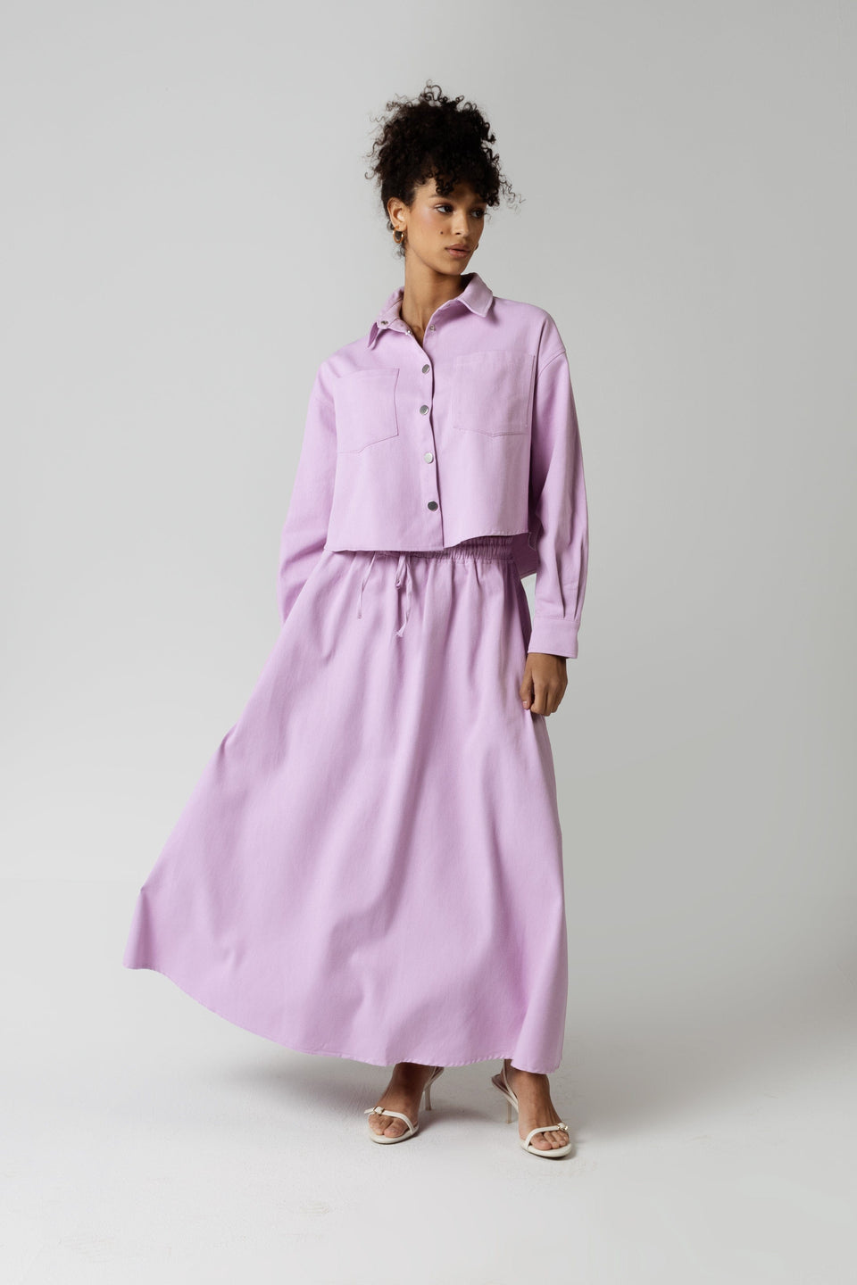 Twill Shirt & Skirt Set - Purple - Noētic