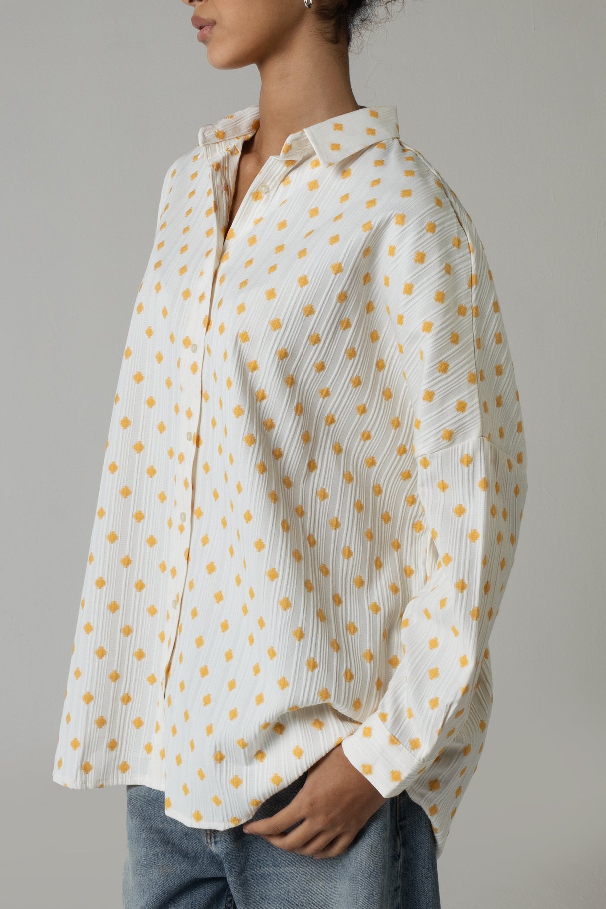 🎁 Orange Polka Dot Jaquard Shirt (100% off)