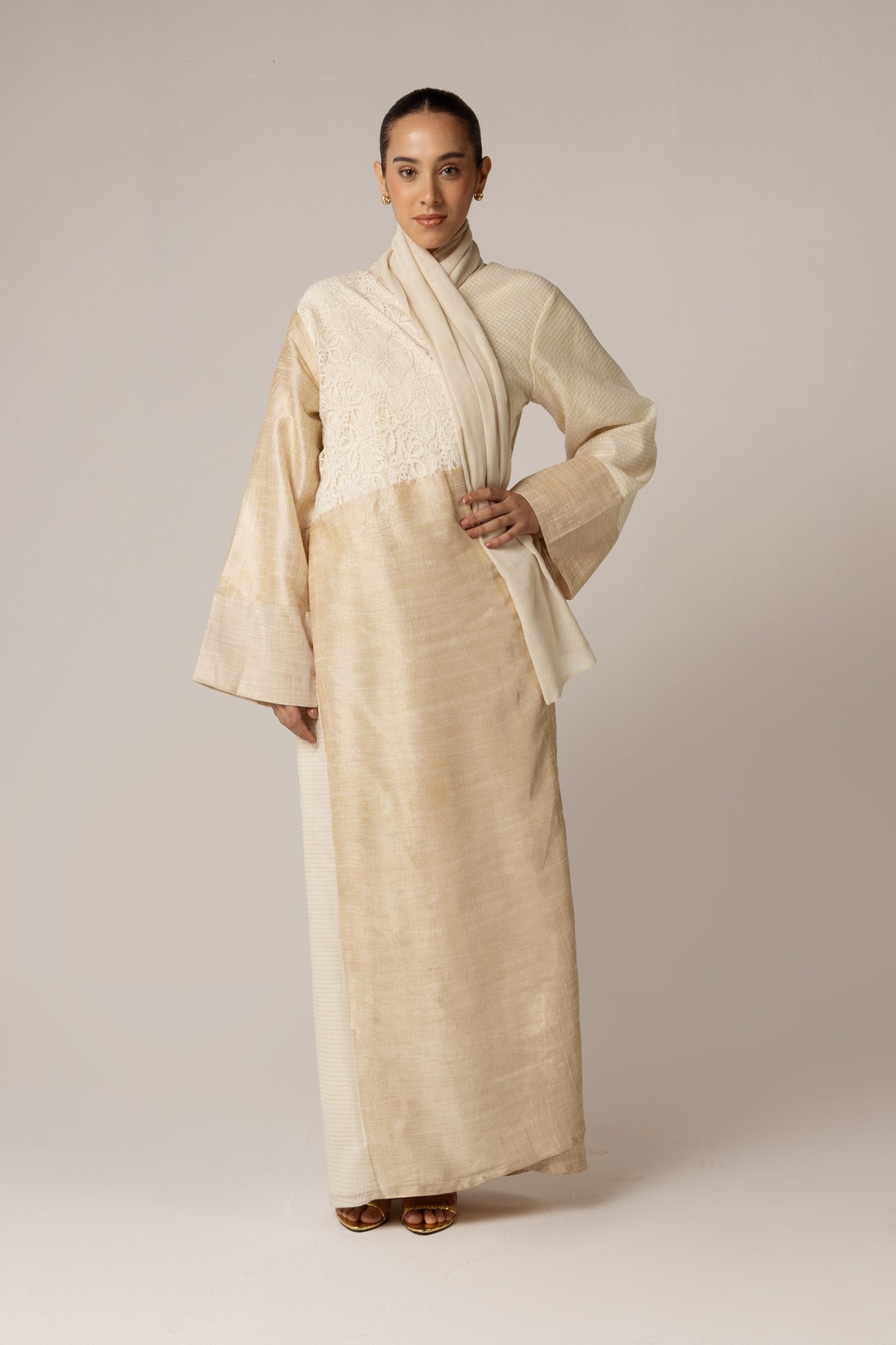 🎁 Lace and Taffeta Mix Fabric Abaya (30% off)