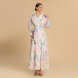 Pastel Floral Chiffon wrap Dress