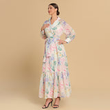 Pastel Floral Chiffon wrap Dress