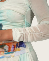 Mediterranean Landscape Printed Mesh Top & Skirt Set
