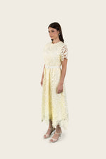 Floral Lace Belted Midi Dress
