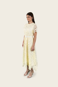 Floral Lace Belted Midi Dress
