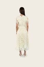 Floral Lace Belted Midi Dress