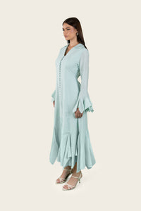 Linen Voile Dress with Ruffle Details