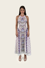 Printed Linen Bow-tie Back Dress