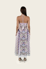 Printed Linen Bow-tie Back Dress
