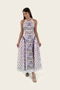Printed Linen Bow-tie Back Dress