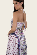Printed Linen Bow-tie Back Dress
