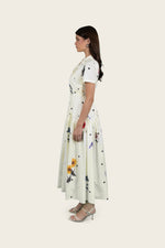 Luxury Poplin Midi Shirt Dress with Floral & Polka Dot Print