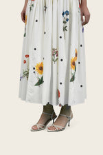 Luxury Poplin Midi Shirt Dress with Floral & Polka Dot Print