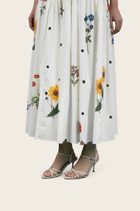 Luxury Poplin Midi Shirt Dress with Floral & Polka Dot Print