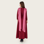 Embellished Evening Crepe Maxi Dress with Attached Satin Scarf