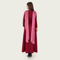 Embellished Evening Crepe Maxi Dress with Attached Satin Scarf