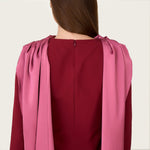 Embellished Evening Crepe Maxi Dress with Attached Satin Scarf