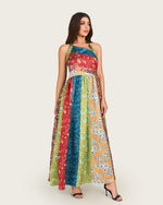 Patchwork Satin Maxi Dress