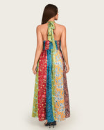 Patchwork Satin Maxi Dress