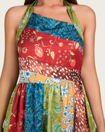 Patchwork Satin Maxi Dress