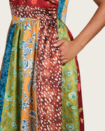 Patchwork Satin Maxi Dress