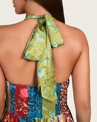 Patchwork Satin Maxi Dress
