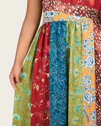 Patchwork Satin Maxi Dress