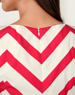 Chevron Poplin Ankle Length Dress with Belt