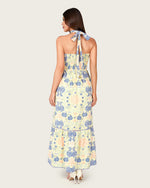 Floral Linen Halter Maxi Dress