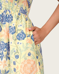 Floral Linen Halter Maxi Dress