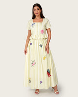 Luxury Linen Blend Set with Botanical Appliqué Details
