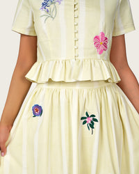 Luxury Linen Blend Set with Botanical Appliqué Details
