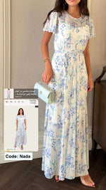 Floral Mesh Maxi Dress with Waist Belt
