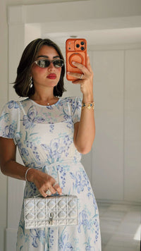 Floral Mesh Maxi Dress with Waist Belt