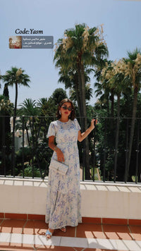 Floral Mesh Maxi Dress with Waist Belt
