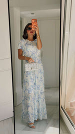 Floral Mesh Maxi Dress with Waist Belt