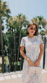 Floral Mesh Maxi Dress with Waist Belt