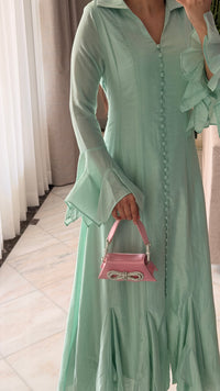 Linen Voile Dress with Ruffle Details