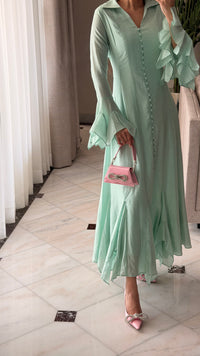 Linen Voile Dress with Ruffle Details
