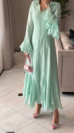 Linen Voile Dress with Ruffle Details