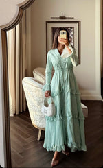 Luxury Cotton Maxi Shirt Dress with Geometric Print & Ruffle Details