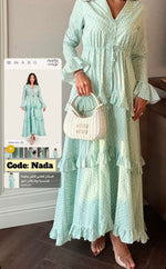 Luxury Cotton Maxi Shirt Dress with Geometric Print & Ruffle Details