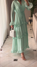 Luxury Cotton Maxi Shirt Dress with Geometric Print & Ruffle Details
