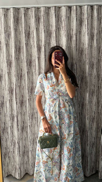 Soft Linen Vibrant Printed Dress – Modest & Light Summer Wear